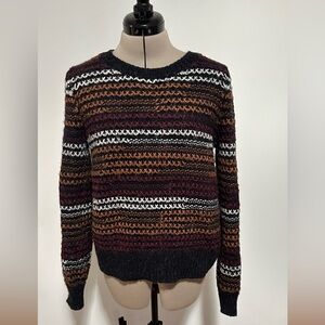 Abercrombie & Fitch Black and Brown Crew Neck Sweater w/ zipper in back